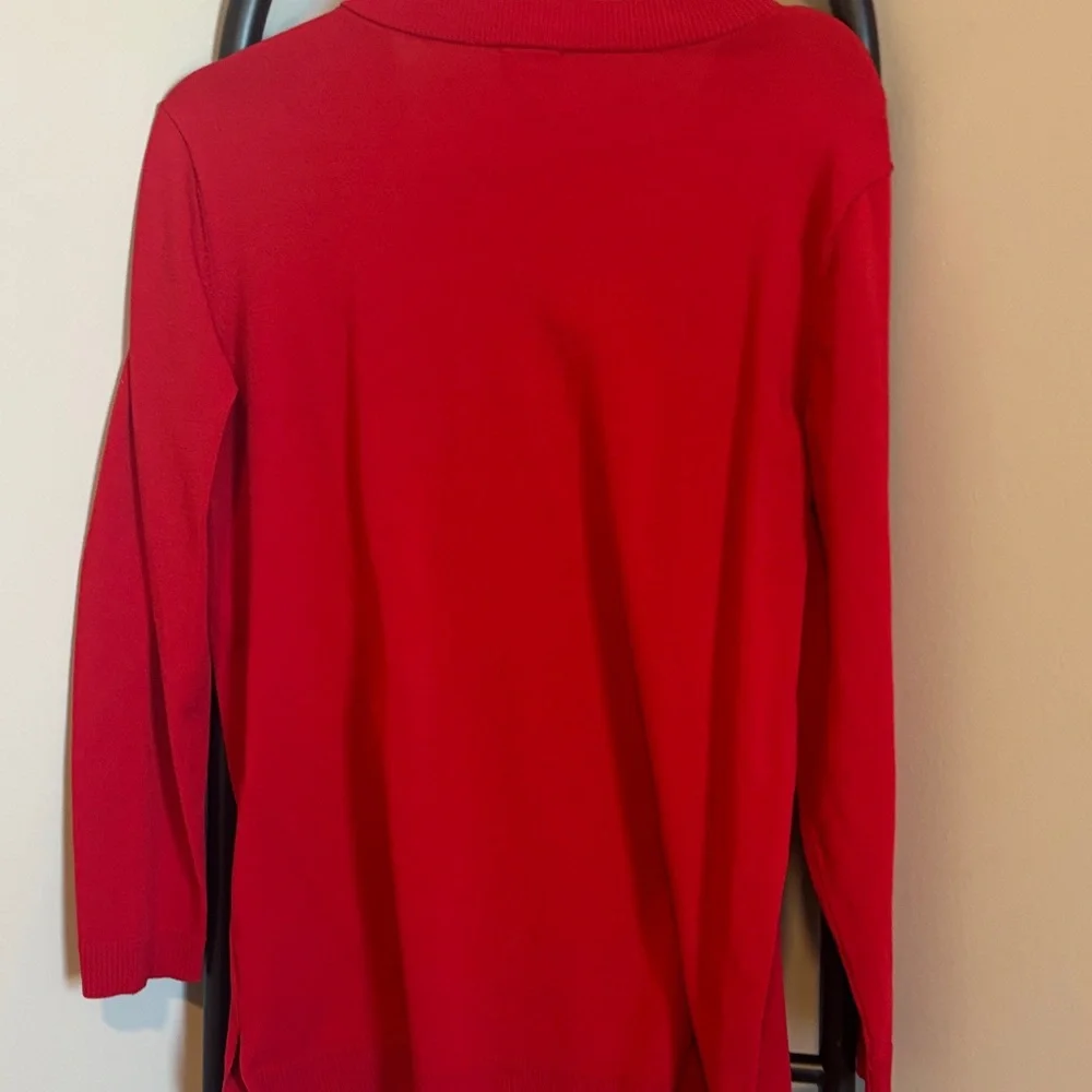 INC International concepts knit tunic Vibrant Red Lace-Up Top - Picture 5 of 5